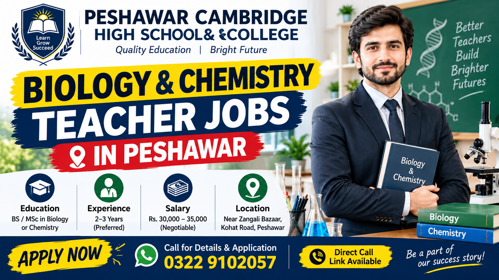 Biology and Chemistry Teacher Jobs in Peshawar