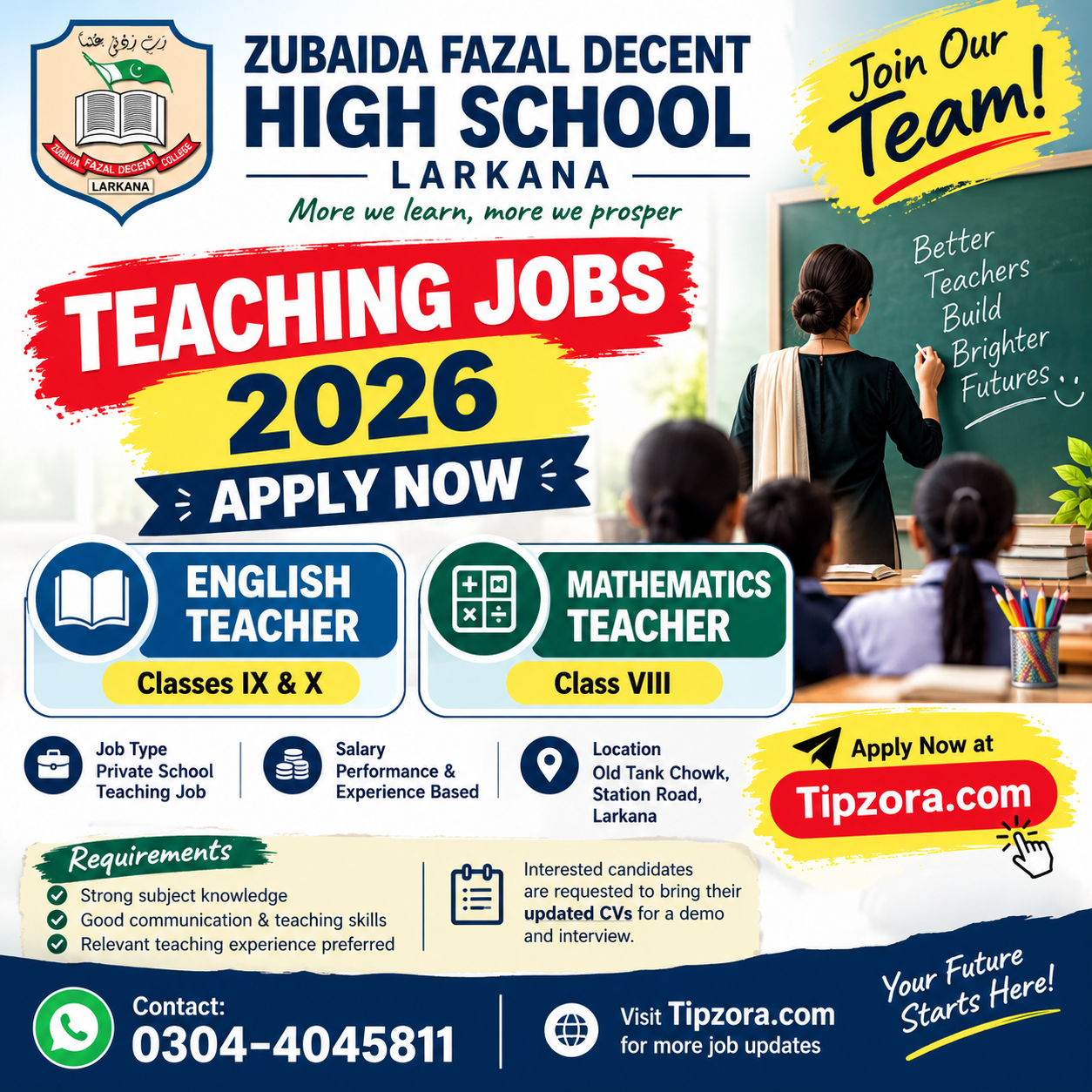 Zubaida Fazal Decent High School Jobs 2026